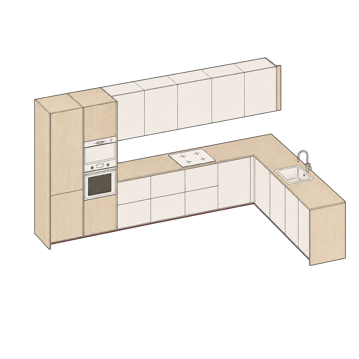 Velora concept — L-shaped kitchen FLM