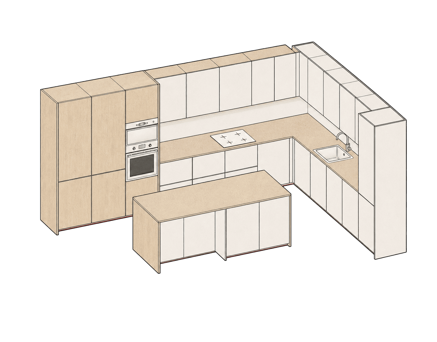 Velora concept — L-shaped kitchen FLXL