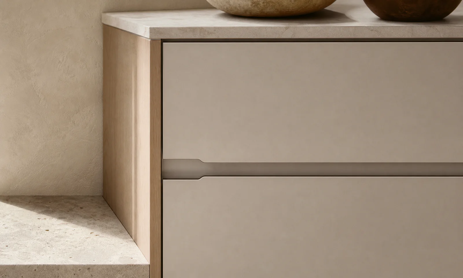Velora concept — a fully handleless kitchen elevation